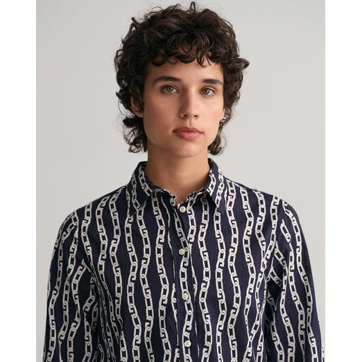 Overview second image: Chain print cotton voile shirt