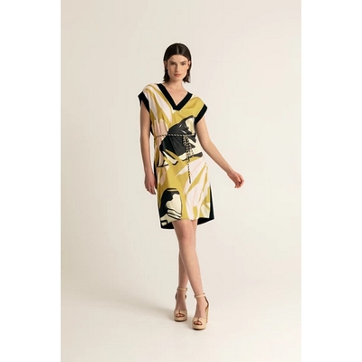 Overview image: Color Panel Print Dress Stone